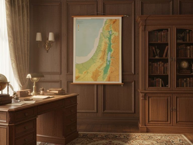 Vintage wandkaart voor klaslokalen “Palestina in de tijd van de Bijbel” | 1970